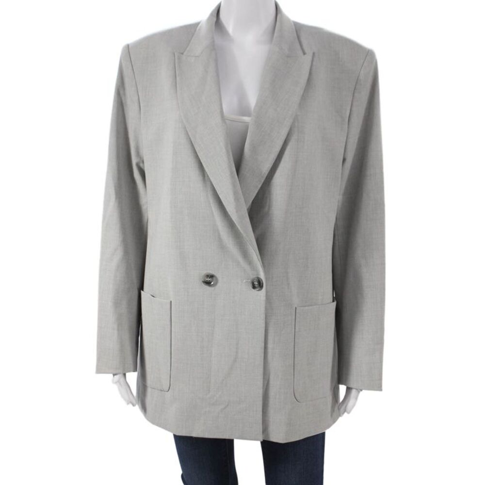 Ser.O.Ya Womens Gray Polyester Blazer Button Long Sleeve Size M